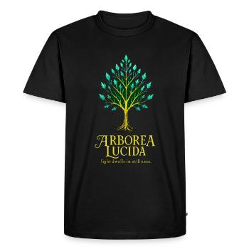 Arborea Lucida – Light Dwells in Stillness - Men's Premium Organic T-Shirt - black - Front - Nico (187cm)