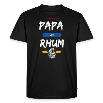 Papa au Rhum Gateau. Humour Cadeau Anniversaire - T-shirt Premium bio Homme - noir - Devant - Nico (187cm)