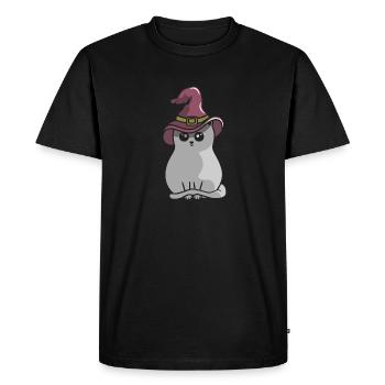 Chat d’Halloween - T-shirt Premium bio Homme - noir - Devant - Nico (187cm)