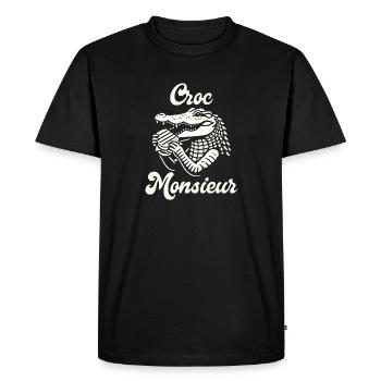 Croque Monsieur Crocodile Croc Monsieur French - Men's Premium Organic T-Shirt - black - Front - Nico (187cm)