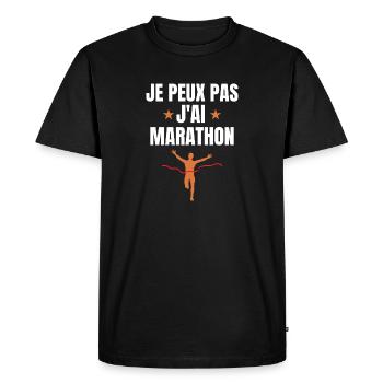 je peux pas j'ai marathon - T-shirt Premium bio Homme - noir - Devant - Nico (187cm)