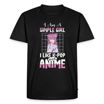 Je suis une fille simple J’aime la K-Pop et l’Anime - T-shirt Premium bio Homme - noir - Devant - Nico (187cm)