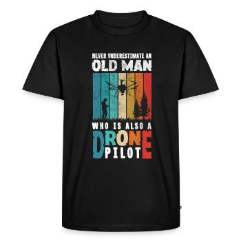 Never Underestimate an Old Man who is also a - Men's Premium Organic T-Shirt - black - Front - Nico (187cm)