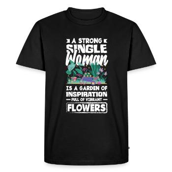 Une femme célibataire forte est un jardin de fleurs - T-shirt Premium bio Homme - noir - Devant - Nico (187cm)