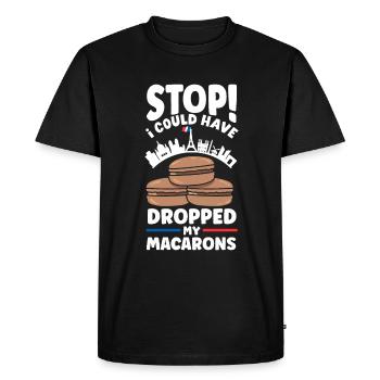 Arrêter! J’aurais pu laisser tomber mes macarons - T-shirt Premium bio Homme - noir - Devant - Nico (187cm)