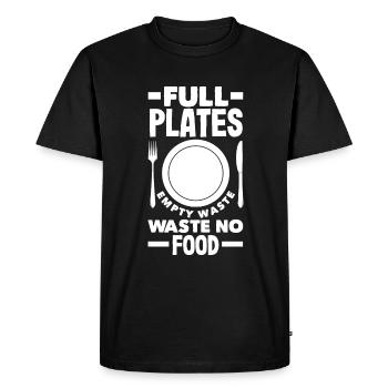 Full Plates, Empty Waste: Waste No Food! Mindful - Men's Premium Organic T-Shirt - black - Front - Nico (187cm)