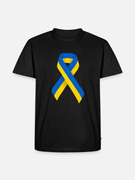 Ukrainian Band Ribbon Flag Ukraine - Men's Premium Organic T-Shirt - black