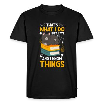 Chats Chat Chat Ami Chat Sauvage - T-shirt Premium bio Homme - noir - Devant - Nico (187cm)