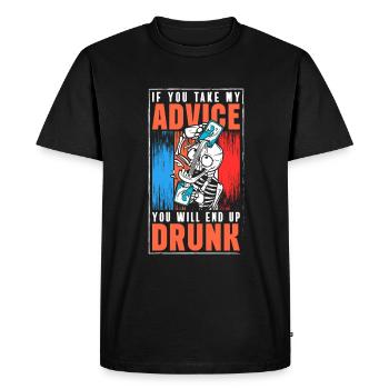 Alcoholic Drunkard Humor Pub - Men's Premium Organic T-Shirt - black - Front - Nico (187cm)