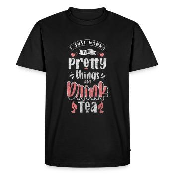 Buveur de thé Tasse de thé de relaxation Thé vert - T-shirt Premium bio Homme - noir - Devant - Nico (187cm)