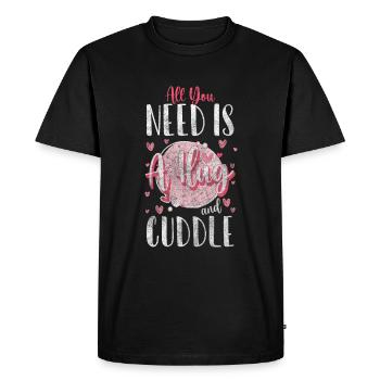 Relation, câlin, câlin, tendresse - T-shirt Premium bio Homme - noir - Devant - Nico (187cm)