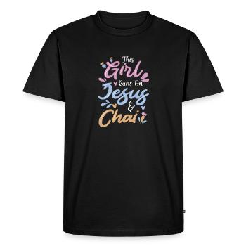 Chai Latte Tea Drink tea drinkers - Men's Premium Organic T-Shirt - black - Front - Nico (187cm)