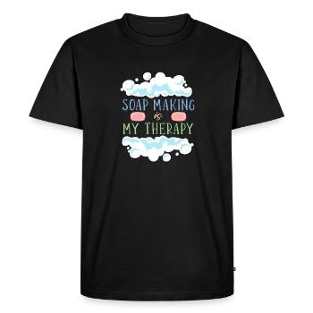 Fabrication de savon Savon fait à la main - T-shirt Premium bio Homme - noir - Devant - Nico (187cm)