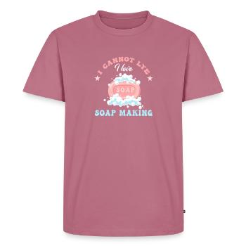 Fabrication de savon Savon fait à la main - T-shirt Premium bio Homme - mauve - Devant - Nico (187cm)