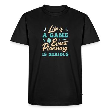 Gestionnaire d’événements Gestionnaire d’événements - T-shirt Premium bio Homme - noir - Devant - Nico (187cm)