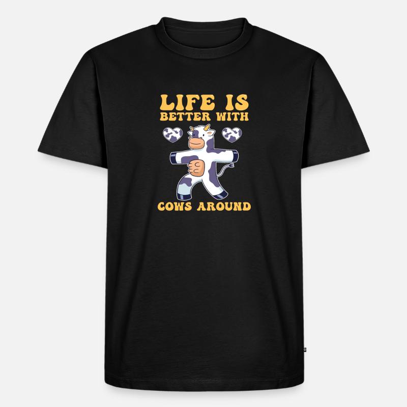 Kuh Bauer Bauernhof - Männer Premium Bio T-Shirt - Schwarz