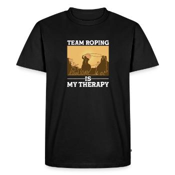 Team Roping - Men's Premium Organic T-Shirt - black - Front - Nico (187cm)
