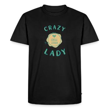 Broderie au point de croix au point de croix - T-shirt Premium bio Homme - noir - Devant - Nico (187cm)