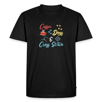 Broderie au point de croix au point de croix - T-shirt Premium bio Homme - noir - Devant - Nico (187cm)