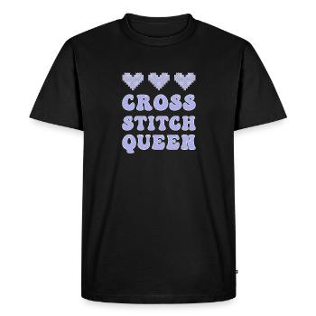 Broderie au point de croix au point de croix - T-shirt Premium bio Homme - noir - Devant - Nico (187cm)