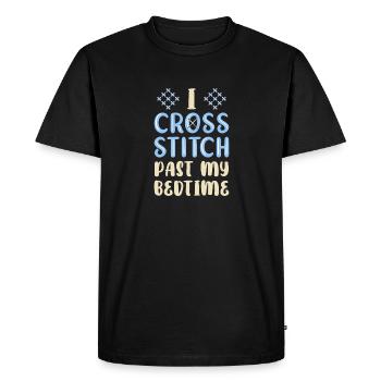 Broderie au point de croix au point de croix - T-shirt Premium bio Homme - noir - Devant - Nico (187cm)