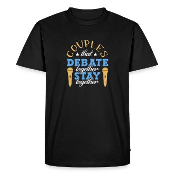 Débat Débat argumentation - T-shirt Premium bio Homme - noir - Devant - Nico (187cm)
