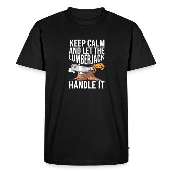 Logger Lumberjack Chainsaw - Men's Premium Organic T-Shirt - black - Front - Nico (187cm)