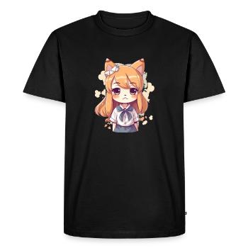Girl with Shiba dog ears and bandana - Men's Premium Organic T-Shirt - black - Front - Nico (187cm)