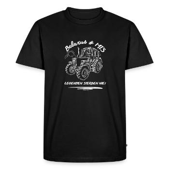 Belarus # MTS / DDR Landmaschinen - Männer Premium Bio T-Shirt - Schwarz - Vorne - Nico (187cm)