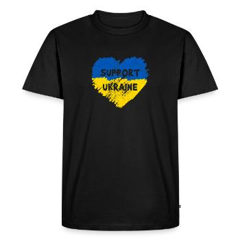 Ukraine Heart Support Peace - Men's Premium Organic T-Shirt - black - Front - Nico (187cm)