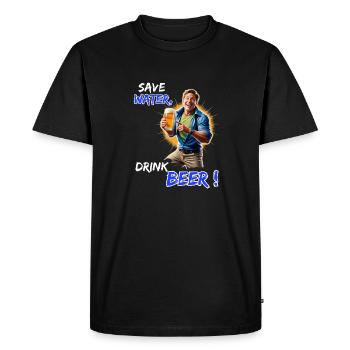 Économisez de l’eau, buvez de la bière - Tenue de fête amusante - T-shirt Premium bio Homme - noir - Devant - Nico (187cm)