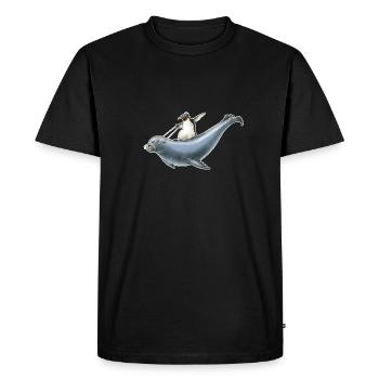 shirt de motif pingouin surfer surf nordic lion de mer - T-shirt Premium bio Homme - noir - Devant - Nico (187cm)