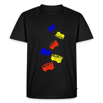 Voiture de pompiers - T-shirt Premium bio Homme - noir - Devant - Nico (187cm)