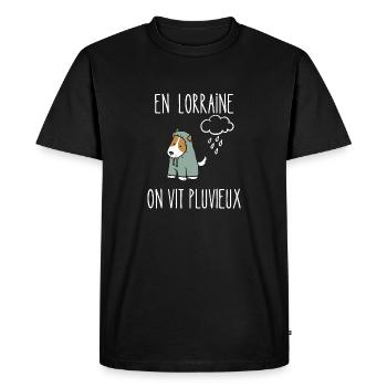 en lorraine on vit pluvieux - T-shirt Premium bio Homme - noir - Devant - Nico (187cm)