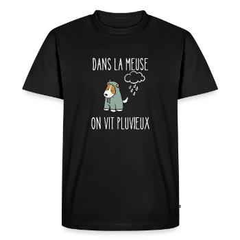 dans la meuse on vit pluvieux - T-shirt Premium bio Homme - noir - Devant - Nico (187cm)