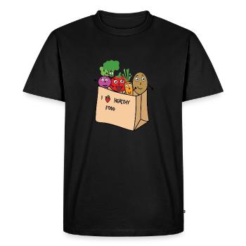 I love healthy Food - Männer Premium Bio T-Shirt - Schwarz - Vorne - Nico (187cm)