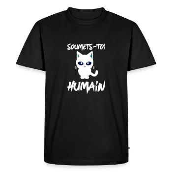 "Soumets-Toi Humain" - T-shirt Premium bio Homme - noir - Devant - Nico (187cm)