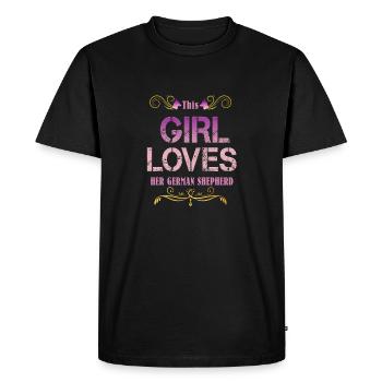 Cette fille aime son berger allemand - T-shirt Premium bio Homme - noir - Devant - Nico (187cm)