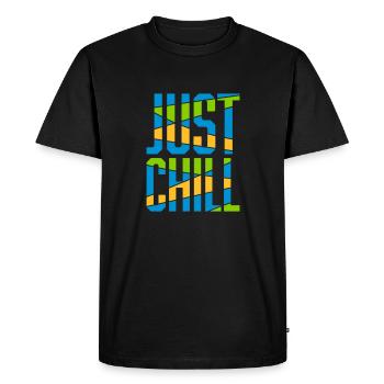 Just Chill Text Logo - T-shirt Premium bio Homme - noir - Devant - Nico (187cm)