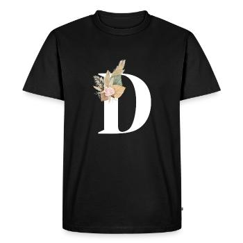 lettre D fleuris - T-shirt Premium bio Homme - noir - Devant - Nico (187cm)