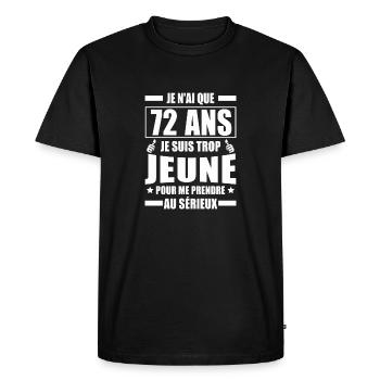 j ai 72 ans / cadeau anniversaire 72 ans - T-shirt Premium bio Homme - noir - Devant - Nico (187cm)
