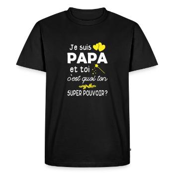 je suis papa / super papa / humour papa - T-shirt Premium bio Homme - noir - Devant - Nico (187cm)