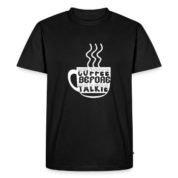COFFEE BEFORE TALKIE OK - Men's Premium Organic T-Shirt - black - Front - Nico (187cm)
