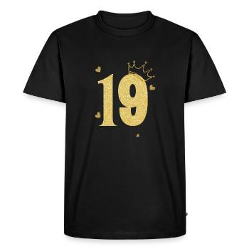 19e anniversaire couronne doré - T-shirt Premium bio Homme - noir - Devant - Nico (187cm)
