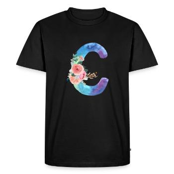Lettre c watercolor - T-shirt Premium bio Homme - noir - Devant - Nico (187cm)