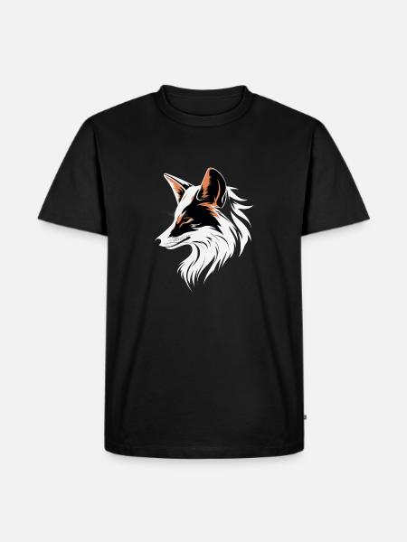 Fuchsprofil in Kontrast - Männer Premium Bio T-Shirt - Schwarz