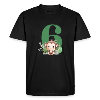 6th Birthday Safari Monkey - Men's Premium Organic T-Shirt - black - Front - Nico (187cm)