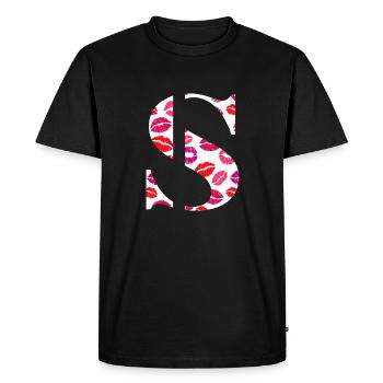 Lettre s bisous - T-shirt Premium bio Homme - noir - Devant - Nico (187cm)