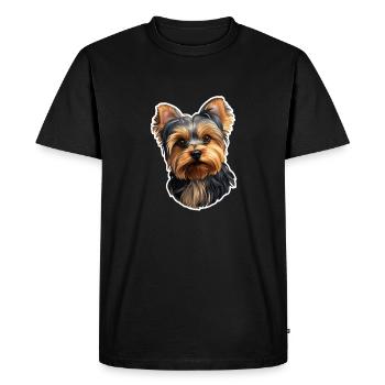 Yorkshire Terrier Head - Men's Premium Organic T-Shirt - black - Front - Nico (187cm)