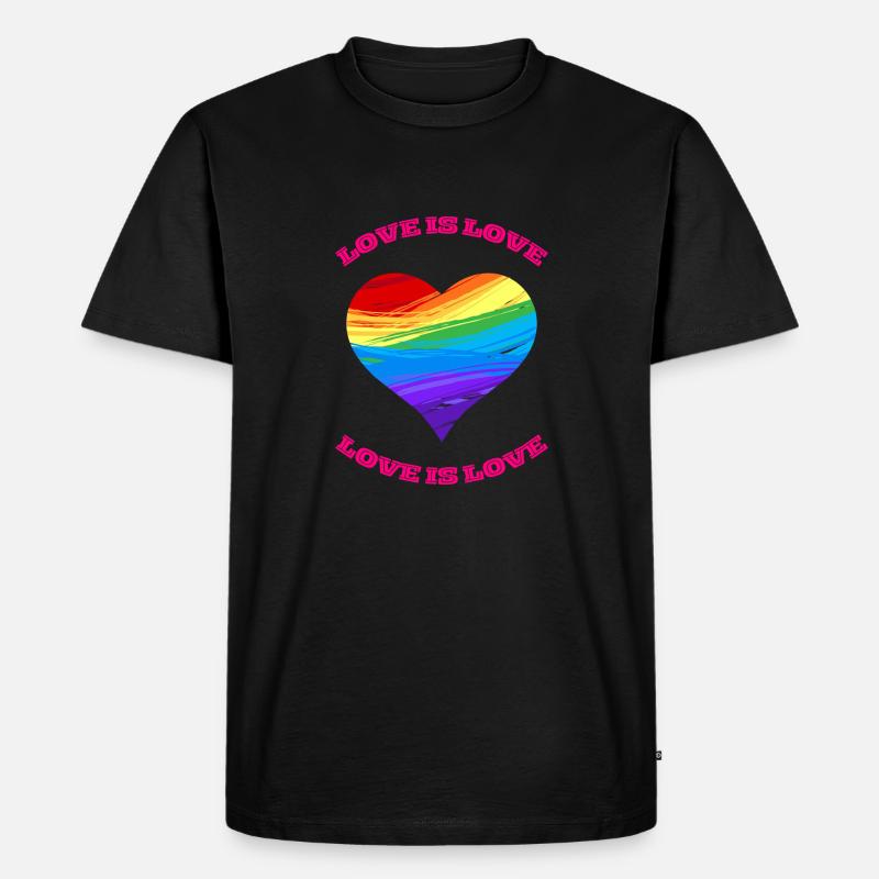 Liebe ist Liebe. Regenbogen-Herz-Design. - Männer Premium Bio T-Shirt - Schwarz